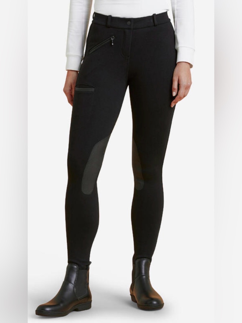 Black Equestrian Ponte Riding Leggings with Grip Panels